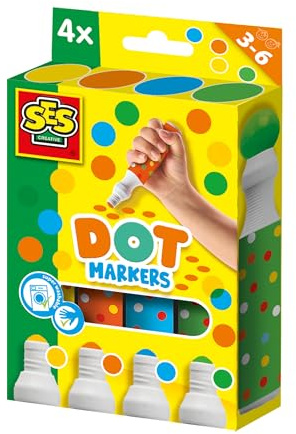 SES Creative 14600 - Dot-Marker für Kinder - Punkte-Kunst gestalten - 4 XXL Dot-Marker - Große Punkte Machen - Für Kinder Ab 3 Jahren