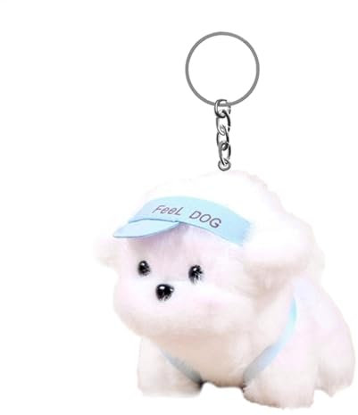 Porte-clés de de chien en peluche, jouet animal en peluche pour chien avec porte-clés, Jouet de porte-clés en peluche pour chien en peluche, Porte-clés animal en peluche chien pour sac d'école,