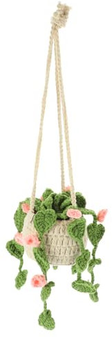 Alipis Gehäkelte Hängepflanze Fürs Auto Rückspiegel Hängedeko Garn Topfpflanzen