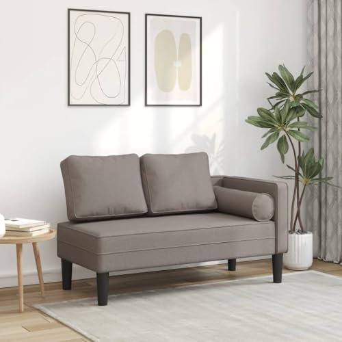 Homgoday Chaiselongue mit Kissen Taupe Stoff Lounge Sofa, Lounge, Wohnzimmersofa, Loungesofa, Relaxliege Couch für Wohnzimmer Schlafzimmer Büro