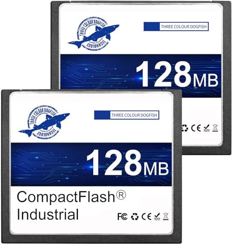 Dogfish 2 Pack 128MB Tarjeta de Memoria Compact Flash Industrial CF Memory Card Tipo I de Alto Rendimiento FAT16 para Equipos Industriales y Cámaras Digitales Antiguas