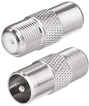 Superbat F-type to TV Aerial Connector F Female to TV Pal Male Aerial Socket Coax Adapter 2Pcs for Modem, Antenna Cable, Satellite Receiver, Audio Video Equipment