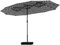 PHI VILLA 4.5×2.7m Garden Parasol Umbrella for Sun Protection with Base Included LED Lights and Crank Patio Outdoor Waterproof Umbrella,Light Gray