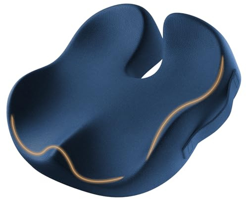 ProtoArc Sitzkissen für Bürostuhl, Ergonomisches Sitzkissen, Memory Foam Kissen für Rollstuhl, Auto, Flugzeug, Ganztägiger Komfort, Dunkelblau
