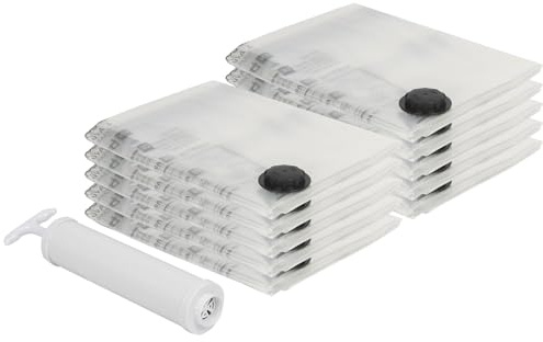 Harbour Housewares Vacuum Storage Bags with Hand Pump - 90 x 120cm | 10x Extra-Large Heavy Duty Reusable Plastic Clothes Duvet Bedding Travel Moving Packing Space Saver Organiser Zip Lock