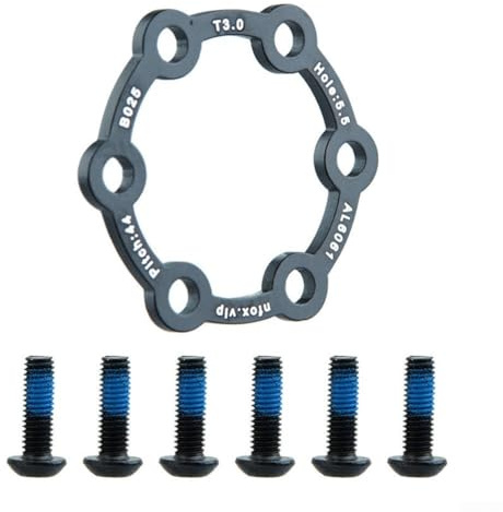Aluminium Alloy Brake Disc Spacer for 6-Hole, 44mm Hub Heightening Pad Gasket Kit with Screws for Electric Scooter Caliper Adapter(3mm)