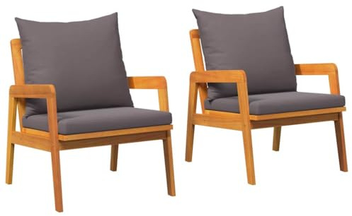 Mokuyary Chaise de Jardin 2 pièce Huile Naturelle Bois d'Acacia Massif, Chaise de Terrasse pour Extérieur, Jardin, Piscine, Balcon, Salle à Manger