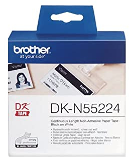 Brother DK-N55224 Label Roll, Non-Adhesive Continuous Length Paper, Black on White, Single Label Roll, 54mm (W) x 30.48M (L), Brother Genuine Supplies