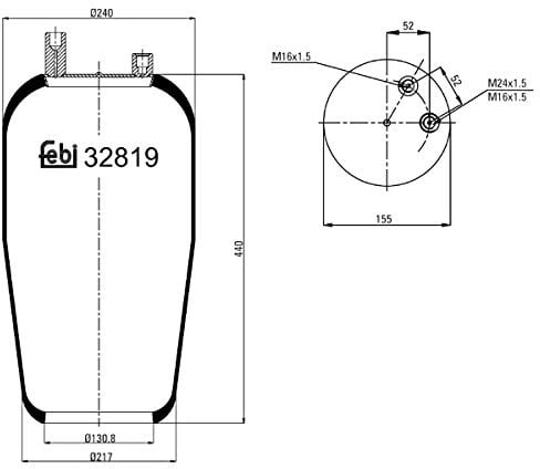 febi bilstein 32819 Air Spring without piston, pack of one