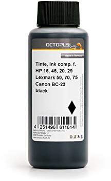 Octopus 1000ml Druckertinte kompatibel für HP 15, HP 45, HP 20, HP 29, Lexmark 50, 70, 75, Canon BC-23 Druckerpatronen Schwarz pigmentiert (kein OEM)