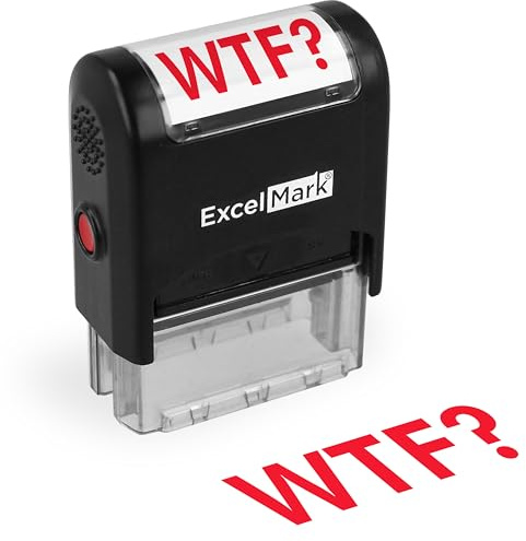 ExcelMark Self-Inking Novelty Message Stamp - WTF? - Red Ink