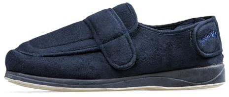Padders Wrap Wide Fitting Mens Memory Foam Slippers (12, Blue Navy, numeric_12)