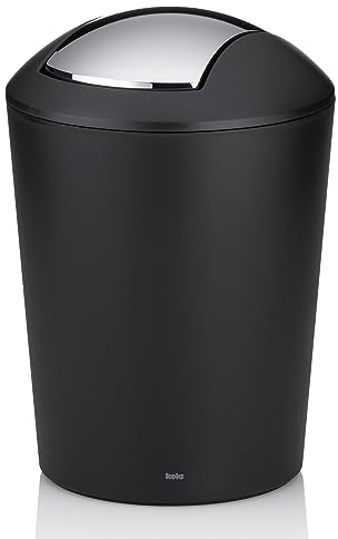 kela Schwingdeckeleimer Marta, 1,7 L, Durchmesser 15 cm, Kunststoff, schwarz, matte Oberfläche, 22270
