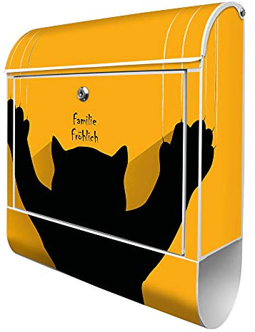 banjado® Design Briefkasten personalisiert mit WT Scratch 38,5x46,5x13cm & 2 Schlüssel - Briefkasten Stahl weiß mit Zeitungsfach pulverbeschichtet - Postkasten A4 Einwurf inkl. Montagematerial