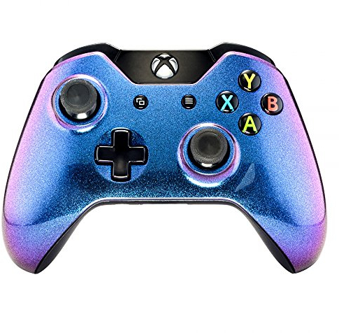 eXtremeRate Carcasa para Xbox One Mando Accesorios Protectora Placa Frontal Funda Delantera Kit de Reemplazo Cubierta Case Shell para Xbox One Standard Modelo 1537/1697 Control(Azul a Violeta)