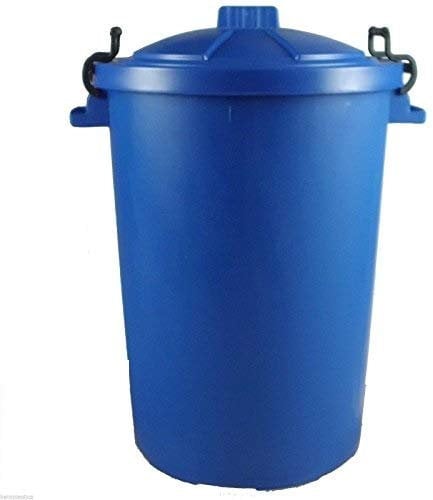 KetoPlastics BLUE OUTDOOR PLASTIC WASTE BIN, TRASH CAN, RUBBISH, HEAVY DUTY COLOURED DUSTBIN 85L