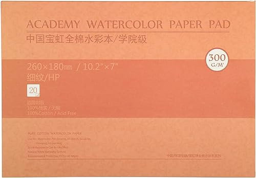 MEEDEN Aquarellpapier Baumwolle: 20 Blatt Watercolor Paper 300g/m² - Glatt 26 x 18 CM - Säurefrei Aquarellblock Malblock DIN A5 Acrylpapier Zeichenpapier für Aquarell Gouache Künstler Kinder