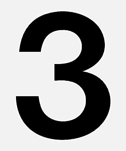 Ziffer 3, selbstklebend aus HartPlastic,15mm bis 200mm für innen und außen, seewasserfest, in schwarz, weiß oder rot (20mm, schwarz)