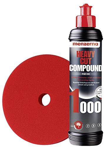 Detailmate Menzerna Autopolitur Set: 1000er Körnung, 250 ml mit passendem Polier Pad: + Heavy Cut Foam 150 mm / 6.0