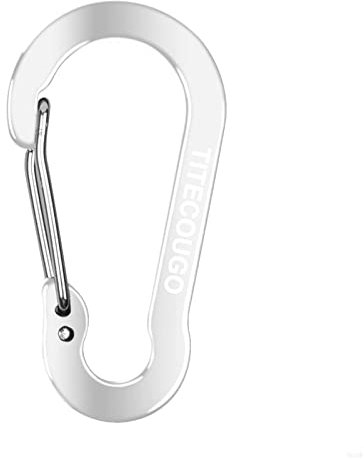 Carabiner Keychain,Aluminum D-ring Locking Carabine D-Shape Lock Snap Backpack Water Bottle Keychain Climbing Gear Accessories EDC Camping Tent Multi Function Tool Multiple Colors Silver 4 Pack
