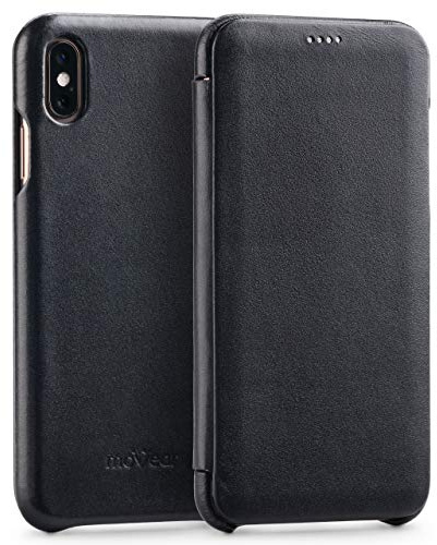 moVear Smartphone Etui Flipside-Case S kompatibel mit iPhone XS MAX, Schwarz, EIN Mikrofasertuch