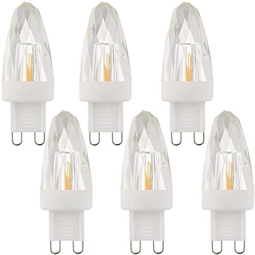 Lxcom Lighting G9 LED Light Bulbs 2W (15W Halogen Equivalent) Dimmable Crystal COB Bulb Warm White 2700K 200LM G9 Base AC110V for Home Lighting, 6 Pack