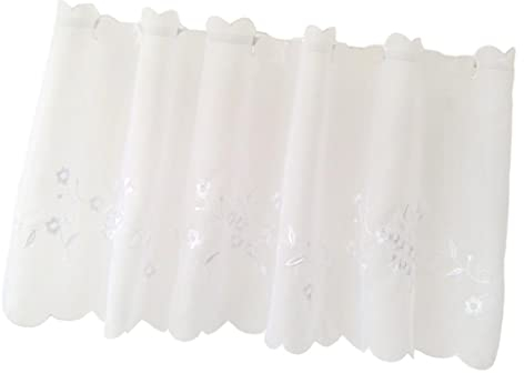 joyMerit Scheibengardine Landhaus Küche Gardine Bistrogardine Kurzgardine - Weiß 45x90cm