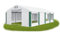 Das Company Partyzelt 4x8m Lagerzelt Universalzelt Pavillon mit Moskitonetz weiß-grün mit Bodenrahmen 560g/m² PVC Plane wasserdicht Solide Festzelt Gartenzelt Summer Floor ISDM