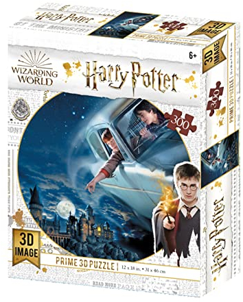 PRIME 3D Flying Over Hogwarts Anglia Linsenpuzzle, Harry Potter und Ron im Ford AN, Mehrfarbig, 46 cm x 31 cm (300)