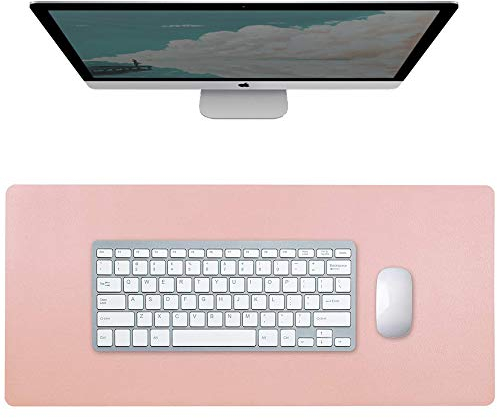 Tappetino per Ufficio, Sottomano Tappetino, Tappetino per Mouse a Doppia Faccia, Rosa Laptop Mouse Pad, PU Doppio Lato Impermeabile Antiscivolo Blocco Scrivere per Ufficio, Casa (Rosa, Argento)
