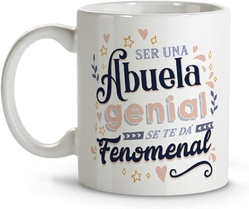 LolaPix Taza Abuela para el Día de la Madre - Desayuno Original en Cerámica 330 ml - Regalo Con Frases para la Mejor Abuela