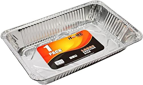 Best House Rectangular Aluminium Foil Baking Trays - Foil Trays Containers for Food Storage, Baking, Roasting, Freezer-Safe Baking Pans (L 43.1 X W 31.3 X H 8.1 cm) (Pack of 5 Trays & 5 Lids)