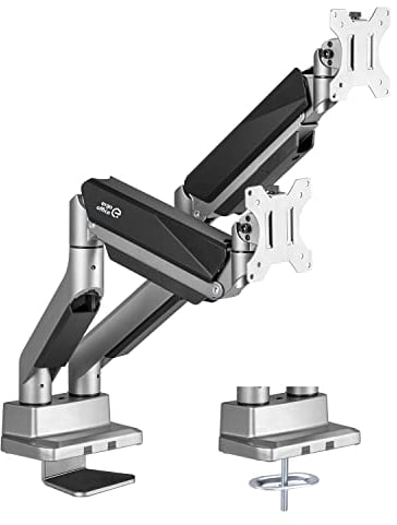 Ergo Office ER-446 2-Fach Monitorhalterung mit Gasfeder Tischhalterung 17-35 Zoll Schwenkbar Neigbar Drehbar Höhenverstellbar Doppelarm VESA 75x75 100x100 bis 2x15kg