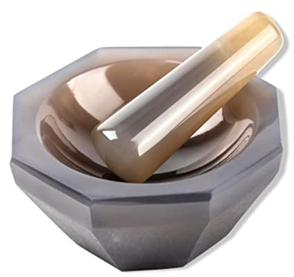 Agate Mortar and Pestles Set Natural Agate Grinder for Lab Grinding Polished Agate (Internal Diameter 40mm)