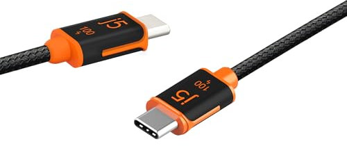 j5create USB C to USB C 100W Fast Charging Cable 9.8ft / 3m, Double Braided, Built-In E-Marker Chip, for iPhone 15, MacBook, Samsung Galaxy, iPad Pro, iPad mini, Tablet, Laptop (JUCX25L30)
