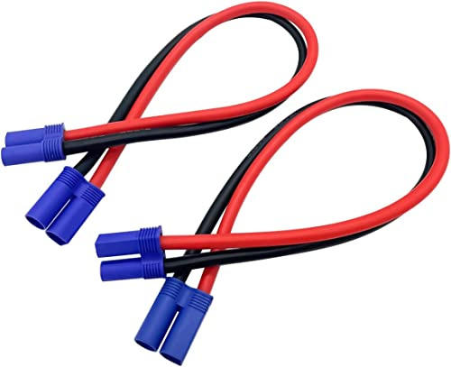 Nuofany 2PCS EC5 Male Connector to EC5 Female Connector RC Extension Cable Lead Adapter for RC Airplane Battery Charger (30CM)