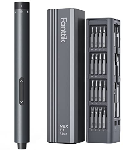 Fanttik E1 MAX mini cacciavite elettrico, set di cacciaviti di precisione con 50 punte di precisione magnetiche, coppia a 2 marce, senza fili, per telefono fotocamera portatile - Grigio