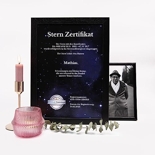 Sterntaufe - Emotionales Trauergeschenk & Andenken: Taufen Sie einen Stern in Gedenken - Inkl. Zertifikat, Sternkarte & App