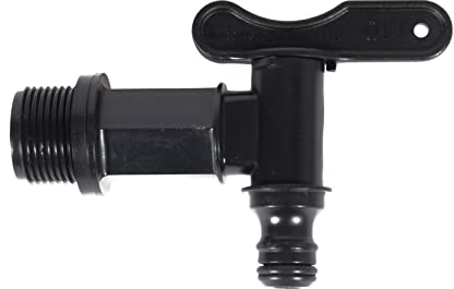 EDA - Robinet pour Récupérateur d'eau - 3/4 gaz + Joint - Noir, 8 x 6,5 x 7,5 cm
