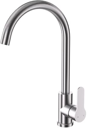 DETBOM Grifo de Cocina de Acero Inoxidable, Grifos Cocina Fregadero Cepillado Giratorio 360°, Grifo de Fregadero Monomando, Grifo de Cocina con Caño de Altura 257mm