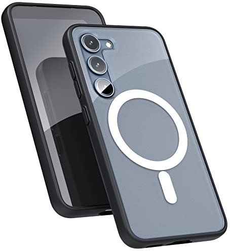 Encased Magnetic Case Designed for Samsung Galaxy S23 - Compatible with MagSafe Charging and Accessories, Clear/Black (2023 release)