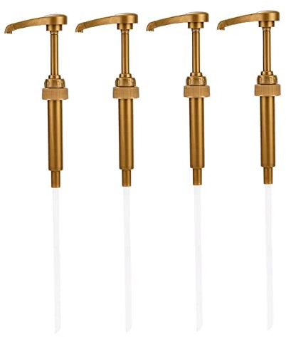 Pompe de sirop de café Pompe de Bouteille de sirop en Plastique Golden Pompe Sirop Monin Lotion Dispensateur pour Bouteilles Sirop de café Cons de Neige arômes 4pcs 750 ML
