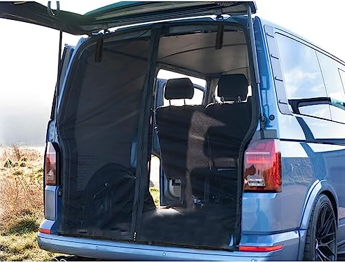 Heckklappe Flügeltür Kofferraumabdeckung Sonnenschutz 180 * 150 cm Sonnenschutz Vorhänge Magnetisch Fliegengitter Schwarz Mesh Moskitonetz für Wohnmobil Wohnwagen Camping Zubehör