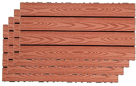 GAJUST Holz Kunststoff Fliesen, Terrassenfliesen, Interlocking Bodenbelag, Klickfliesen, Balkonfliesen, Deck Fliesen Innen Außen
