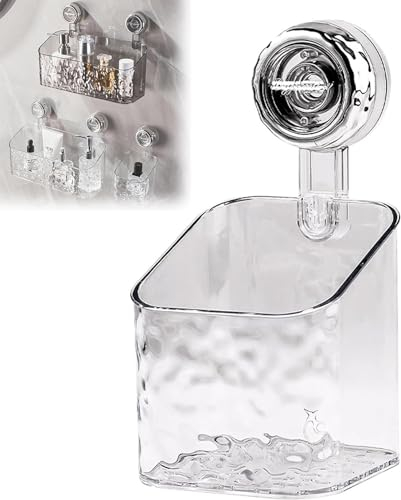 Leichtes, luxuriöses Saugnapfregal mit Gletscher-Muster, 2024 Duschkorb, Duschspender, Seifen-Organizer, Eck-Dusch-Caddy, Saugnapf-Duschregale (transparent, S)