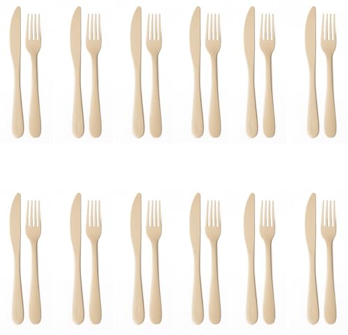 Posate riutilizzabili -Posate di plastica dura, riutilizzabili (12 forchette+12 coltelli) - Alti spessori - Per campeggio/feste/catering