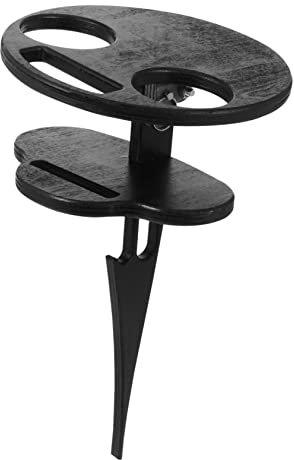 DIKACA 1Stk Tisch Picknick Weinstock Klappbare Snack-Käseschale weingläser Halter Picnic Table Glasständer zusammenklappbare Tabletts Doppelschicht Getränke Bier Zubehör Halterung