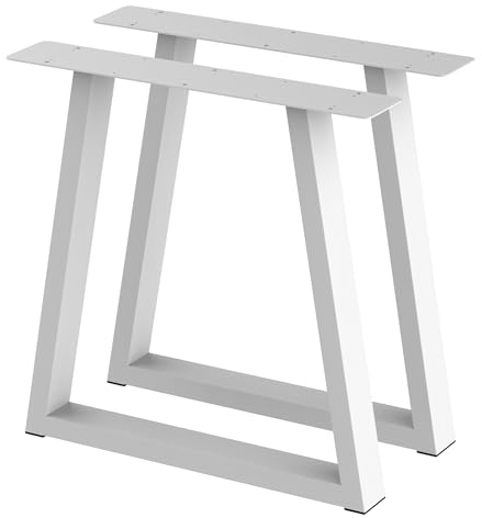 BK Styl 2 Stück Tischbeine aus Metall V-Form | Tischgestell aus 80x40mm Profilen | Tischkufen Tischfüße Möbelbeine für Schreibtische & Esstische I Stahl Pulverbeschichtet I DIY (715x720mm White)