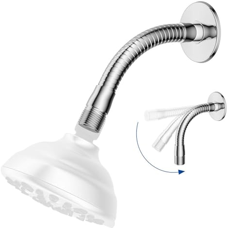 Topyond Duscharm mit Flansch,Verstellbarer Duschkopf-Verlängerungsarm Mit Flansch, Drehbarer Schwenkarm Für Duscherlebnis,Edelstahl Duschkopfarm für festen Duschkopf,Für Badezimmer Und Spa