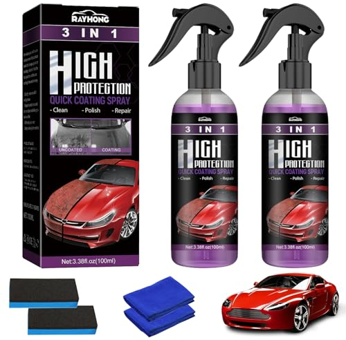High Protection 3in1 Spray, 2 Stück Auto Politur Auto Beschichtung Spray, Nano Auto Beschichtungsspray, Neues Verbessertes Schnelles Auto-Nano-Beschichtungsspray, für Autos Motorräder